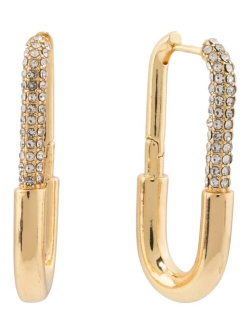 REBECCA MINKOFF Gold And Crystal Oval Hoop Earrings